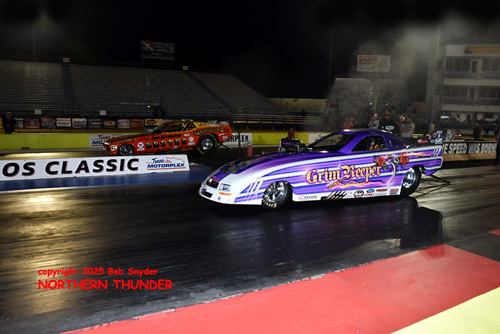 Mary Reep - 'Grim Reeper' (near lane) vs 
Chris Schneider - 'Brutus' (far lane)